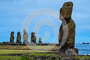 Moais in Hanga Roa, Easter Island, Chile