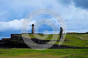 Moais in Hanga Roa, Easter Island, Chile