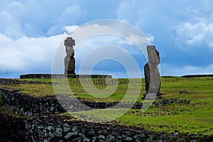 Moais in Hanga Roa, Easter Island, Chile