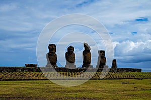 Moais in Hanga Roa, Easter Island, Chile