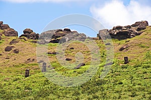 Moais at Rano Raraku volcano