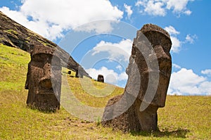 Moais at Rano Raraku volcano, Easter island