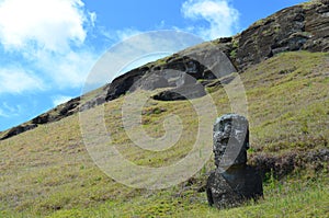 Moais in Rano Raraku volcano, Rapa Nui Easter Island