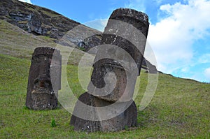 Moais in Rano Raraku volcano, Rapa Nui Easter Island