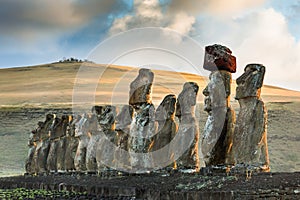 Moais statues on Ahu Tongariki - the largest ahu on Easter Island