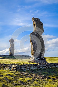 Moais statues, ahu vai ure, easter island