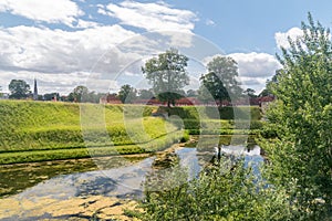 Moat along Kastellet fortress at summer time in Copenhagen, Denmark