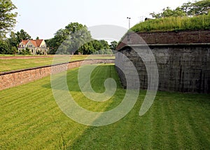 The moat of Fort Jay on Governors Island, New York