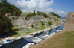 Moat and Palaio Frourio in city of Corfu