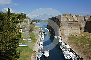 Moat and Palaio Frourio in city of Corfu