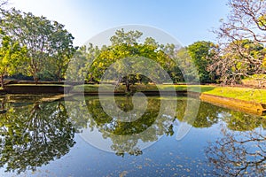 Moat surrounding Sigiriya rock fortress in Sri Lanka