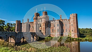 A moated brick castle in Southern England