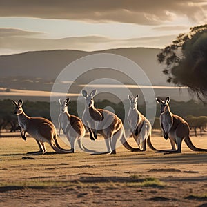 A mob of kangaroos forming a line and hopping together in perfect harmony to celebrate the new year1