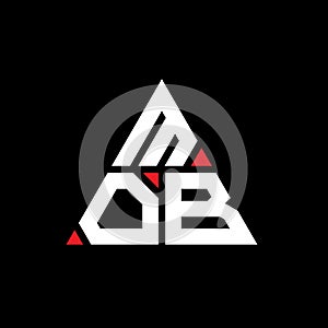 MOB triangle letter logo design with triangle shape. MOB triangle logo design monogram. MOB triangle vector logo template with red