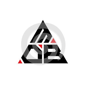 MOB triangle letter logo design with triangle shape. MOB triangle logo design monogram. MOB triangle vector logo template with red