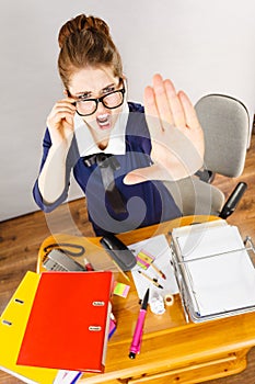 Angry mad bossy businesswoman being furious