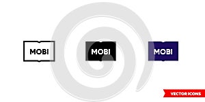 MOBI icon of 3 types color, black and white, outline. Isolated vector sign symbol