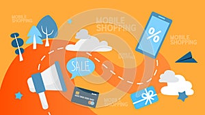 Mobie shopping abstract illustration