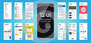 Mobil app interface. Ui, ux screen wireframe templates. Touchscreen application vector design
