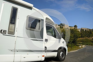 Mobil home on road in France