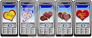 Mobil phone hearts