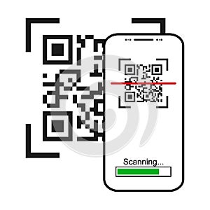 Mobil scan flat icon isolated on white background. QR code reader vector illustration