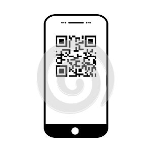 Mobil scan flat icon isolated on white background. QR code reader vector illustration