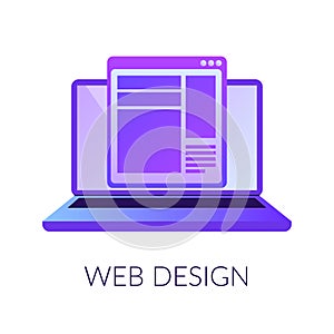 Web design digital interface. Vector illustration of website design concept.  responsive, graphic interface - internet technology.
