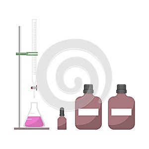 Acid-based titration equipment in chemistry laboratory