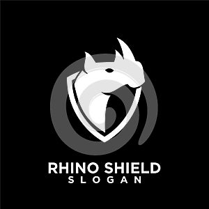 Rhino black shield logo icon designs vector illustration animal save protection