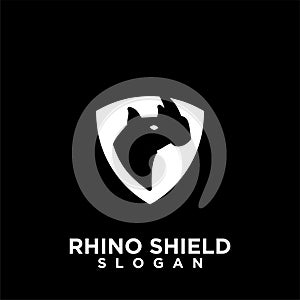 Rhino black shield logo icon designs vector illustration animal save protection