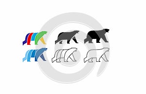 Set collection walking bear logo icon designs vector simple illustration