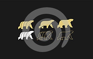 Set collection walking bear logo icon designs vector simple illustration