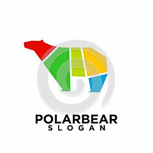 Walking bear colorful mosaic logo icon designs vector simple illustration