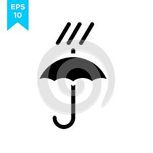 Raindrop above umbrella silhouette icon design vector illustration photo