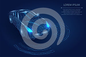 Abstract mash line and point high speed motion car Autopilot driver automation concept