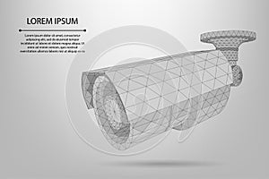 Abstract line and point street camera Low poly camcorder. Security, protection and control illustration.