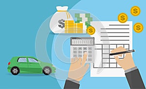 Loan to buy a car. The bank calculates the in installment payment for car purchases photo