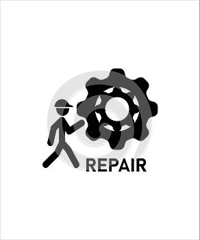 Repair flat deign icon,cogwheel with man icon,best illustration design icon. photo