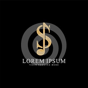 Initial S letter with music vector logo,icon S