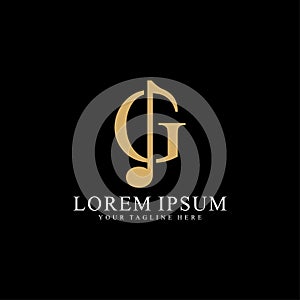 Initial G letter with music vector logo,icon music