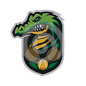 Crocodile head mascot logo for the Tennis team logo. vector illustration.