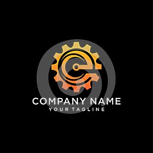 Initial CE gear logo template vector photo