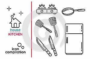 Objet inside the house, kitchen edition icon vector photo