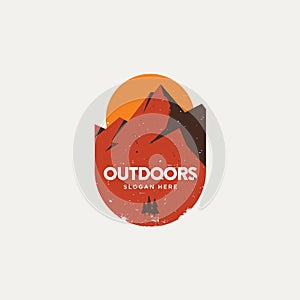 Modern retro hipster flat outdoor mountain badge, vintage logo style photo