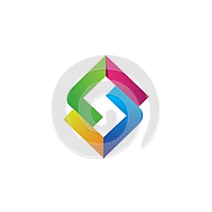 Colorful geometric gradient letter S initial logo icon