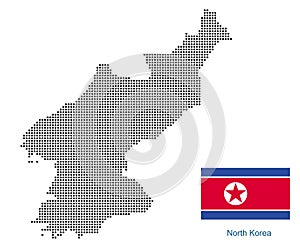 NorthKorea map with flag.