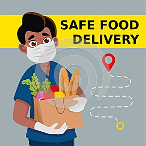 Safe food delivery. Delivery of goods during the prevention of coronovirus, Covid-19 photo