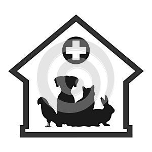 Illustration of a veterinary clinic for pets on a white background