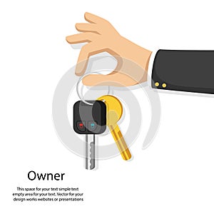 Car key in hand simple flat style isolated on white